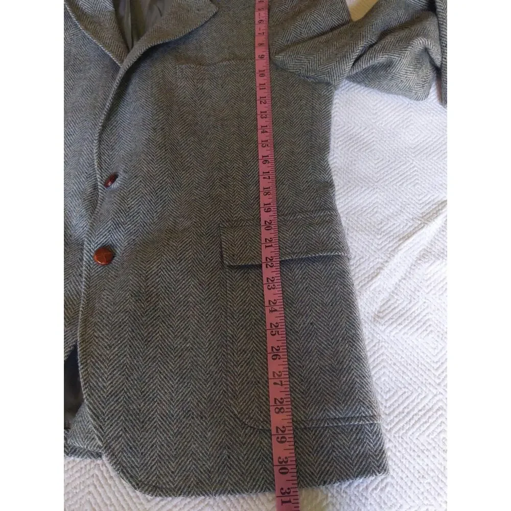 Vintage Shefford Anderson-Little Gray Herringbone Wool Blazer Union Made USA 42R